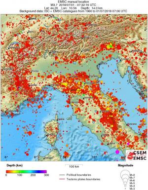 regional depth historical seismicity