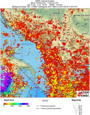 regional depth historical seismicity