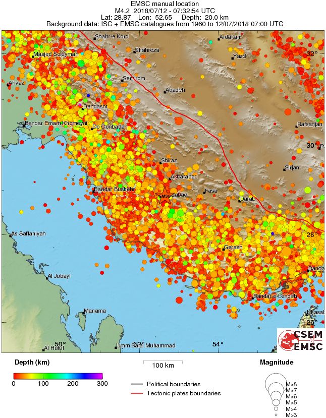 regional depth historical seismicity