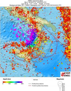 regional depth historical seismicity