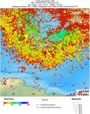 regional depth historical seismicity