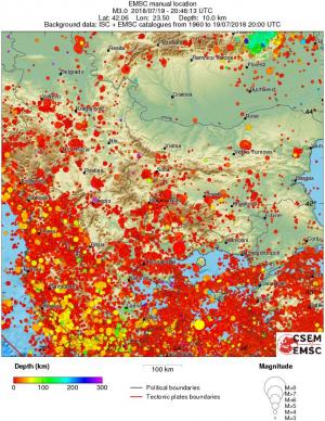 regional depth historical seismicity
