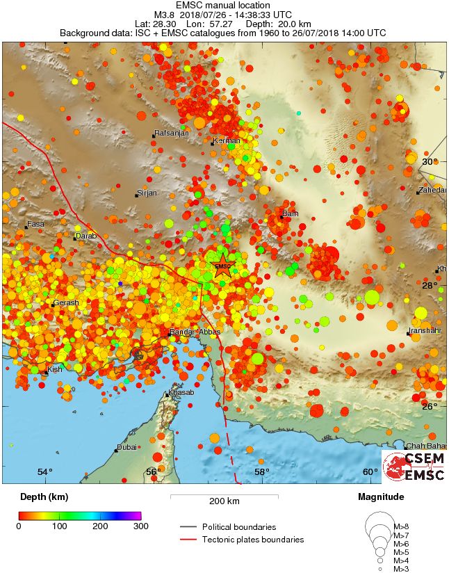 regional depth historical seismicity