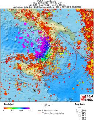 regional depth historical seismicity
