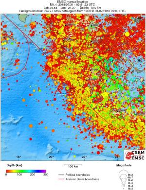 regional depth historical seismicity