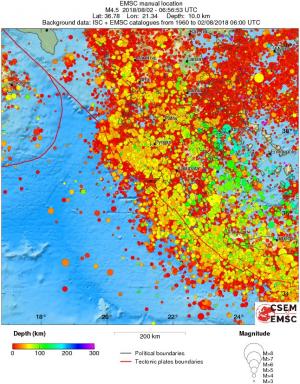 regional depth historical seismicity