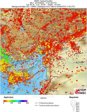 regional depth historical seismicity