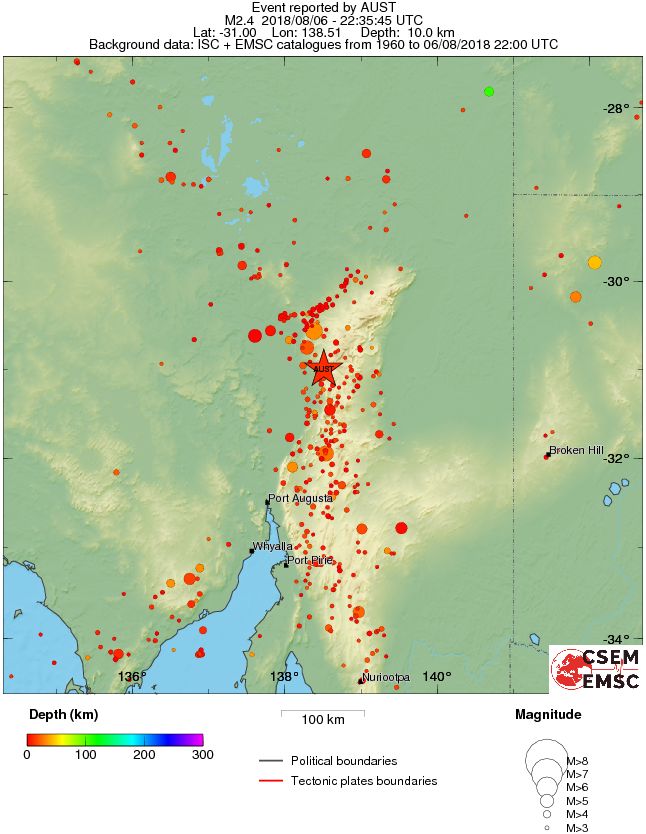 regional depth historical seismicity