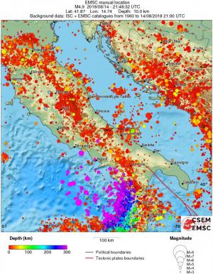regional depth historical seismicity
