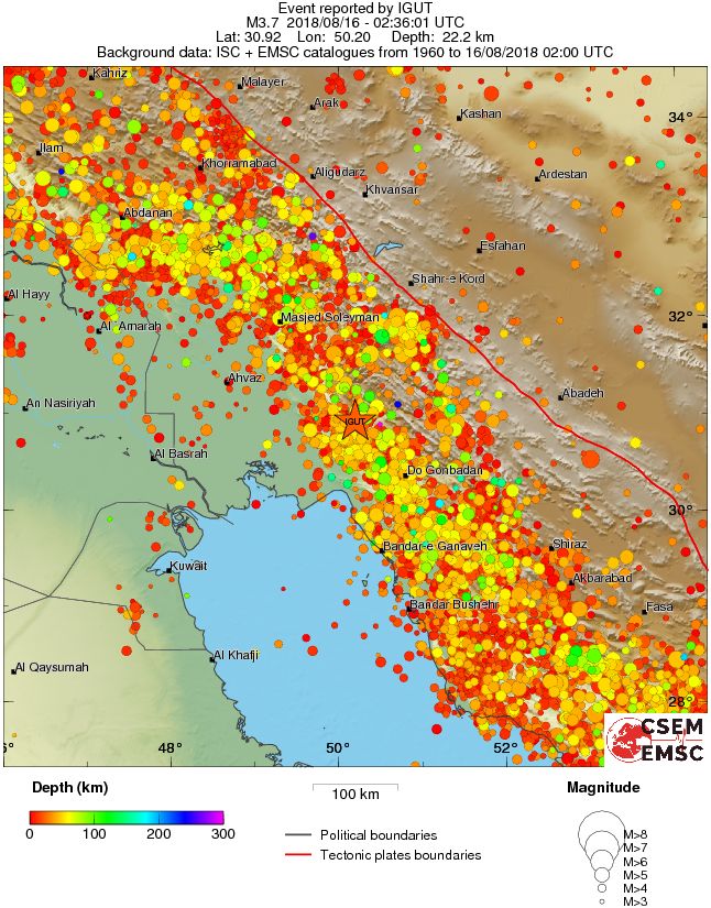 regional depth historical seismicity