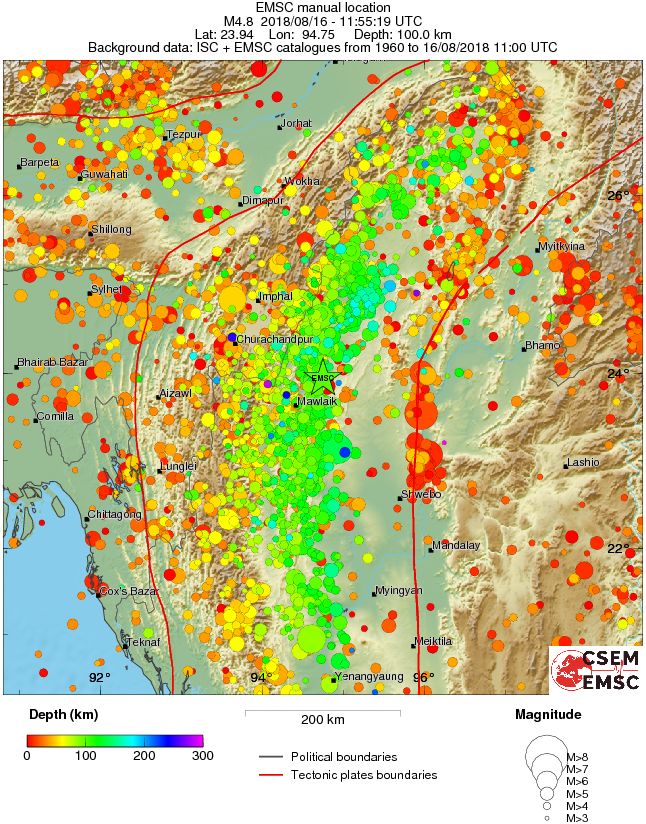 regional depth historical seismicity