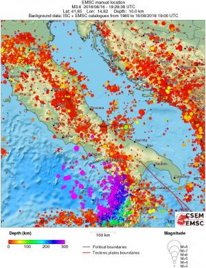 regional depth historical seismicity