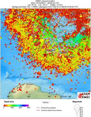 regional depth historical seismicity