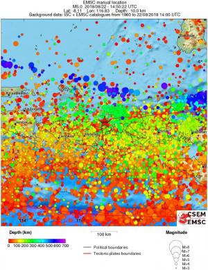 regional depth historical seismicity