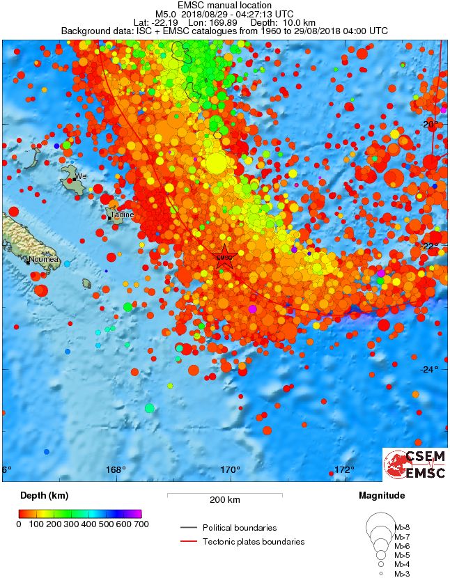 regional depth historical seismicity