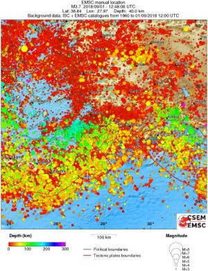 regional depth historical seismicity
