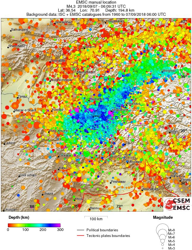 regional depth historical seismicity