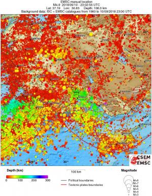regional depth historical seismicity