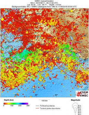 regional depth historical seismicity
