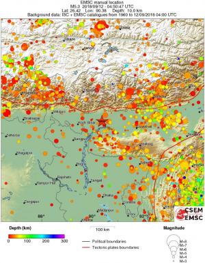 regional depth historical seismicity