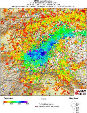 regional depth historical seismicity