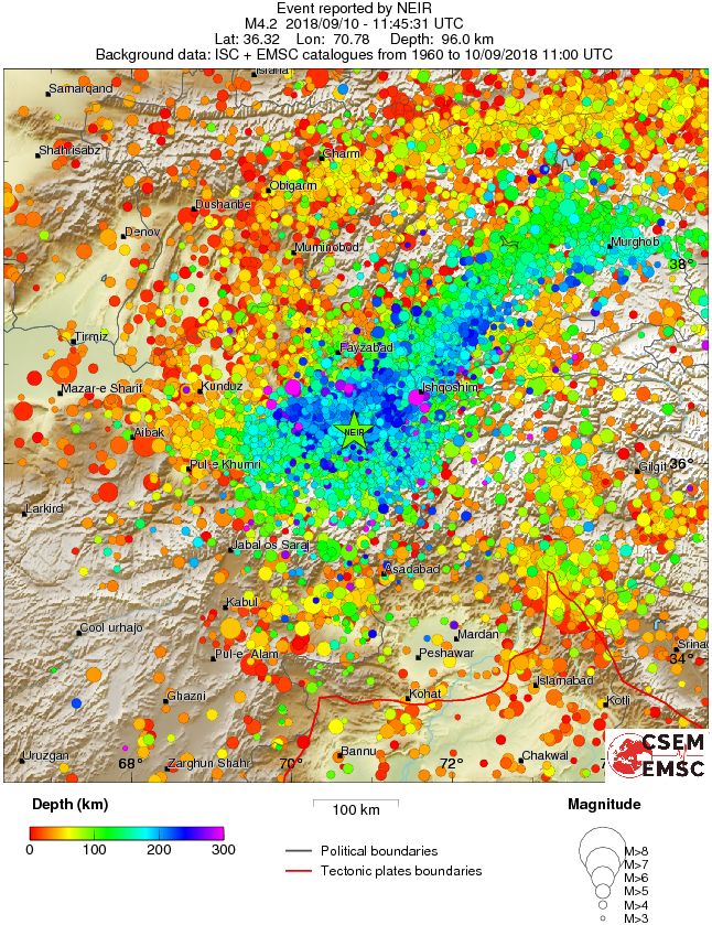 regional depth historical seismicity
