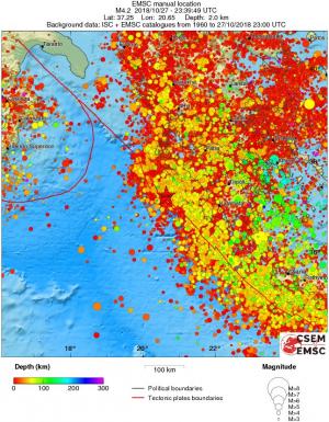 regional depth historical seismicity
