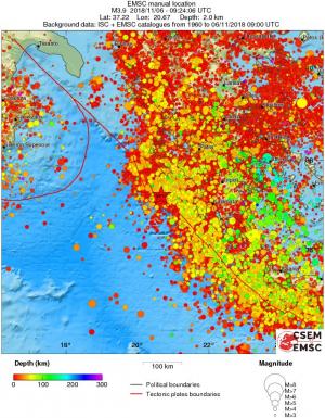 regional depth historical seismicity
