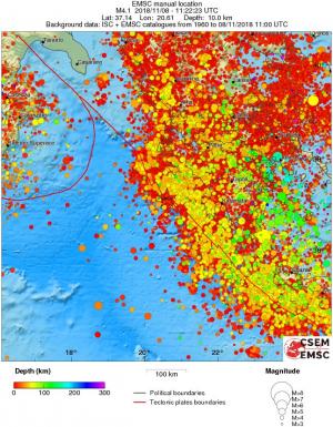 regional depth historical seismicity