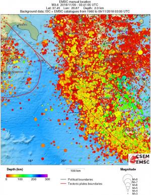 regional depth historical seismicity