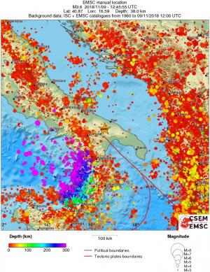 regional depth historical seismicity