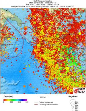 regional depth historical seismicity