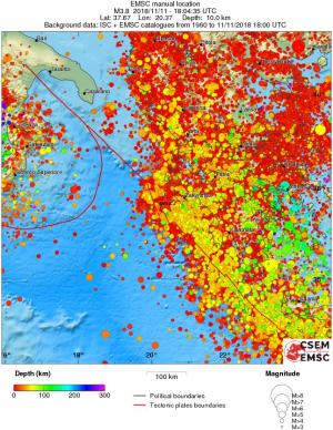 regional depth historical seismicity