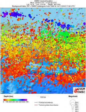 regional depth historical seismicity