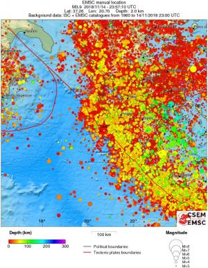 regional depth historical seismicity