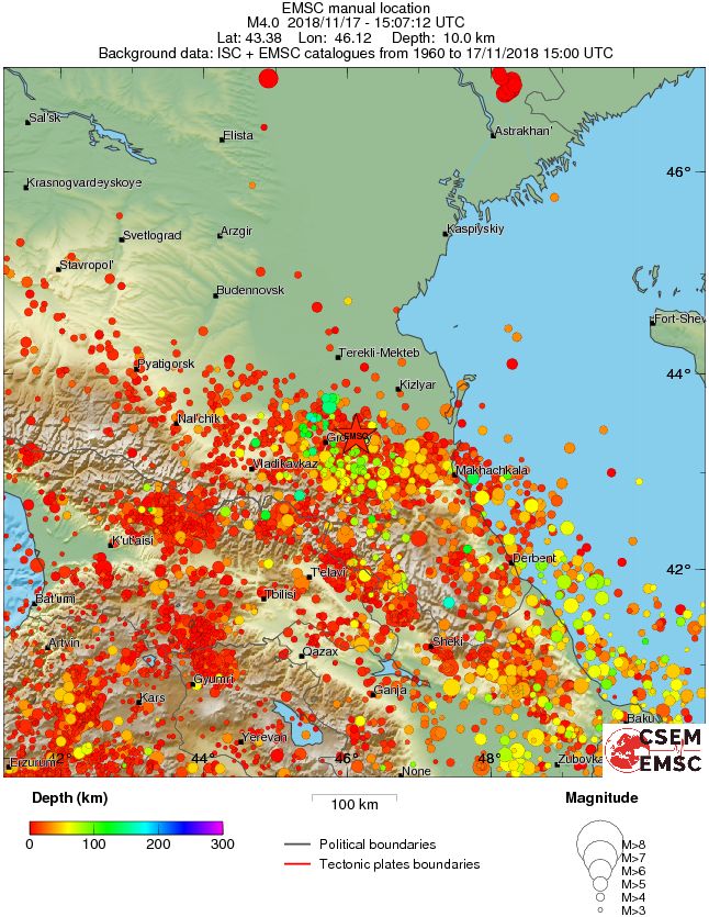 regional depth historical seismicity