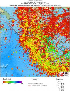 regional depth historical seismicity