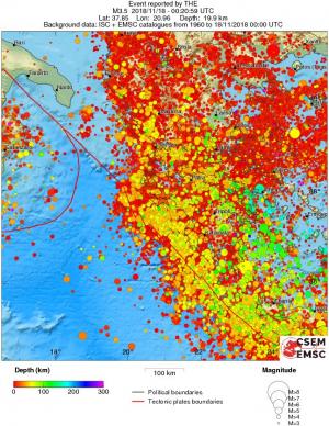 regional depth historical seismicity