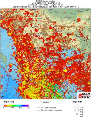 regional depth historical seismicity