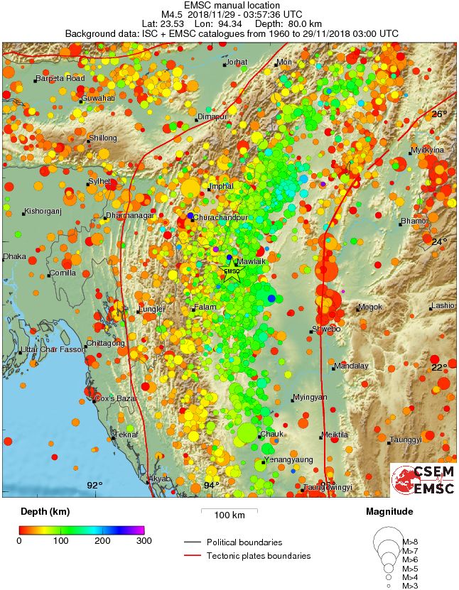 regional depth historical seismicity