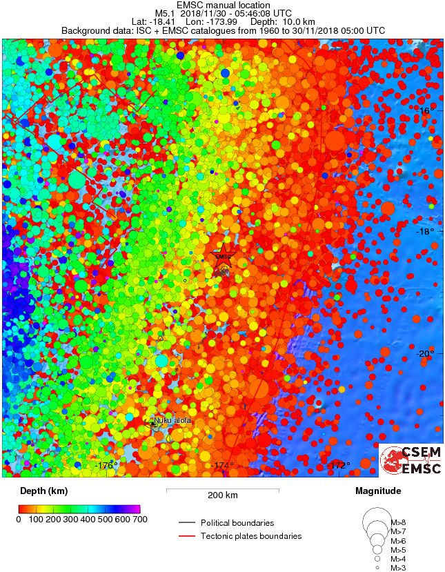 regional depth historical seismicity
