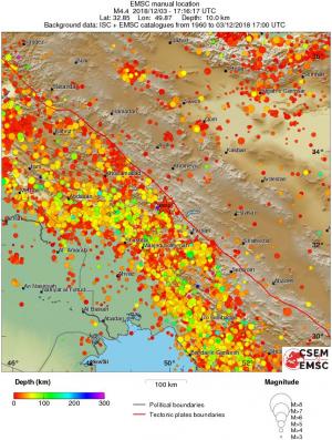regional depth historical seismicity