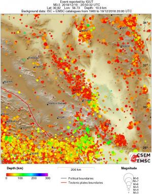 regional depth historical seismicity