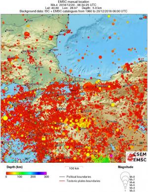 regional depth historical seismicity