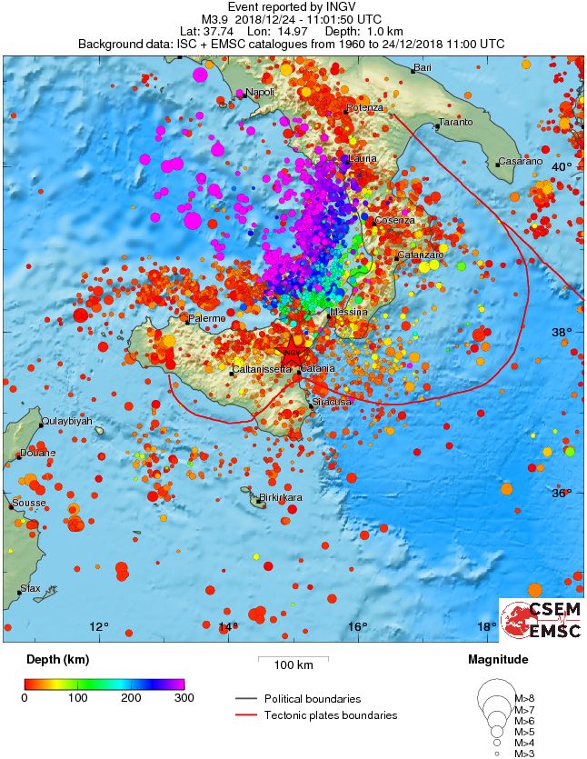 regional depth historical seismicity
