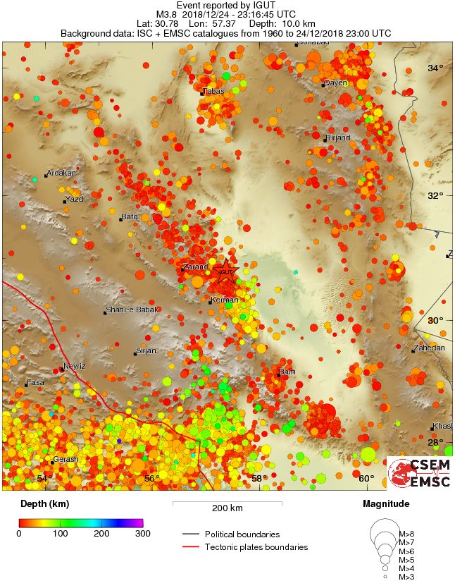 regional depth historical seismicity