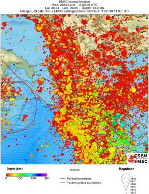 regional depth historical seismicity