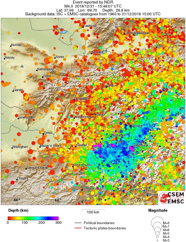 regional depth historical seismicity