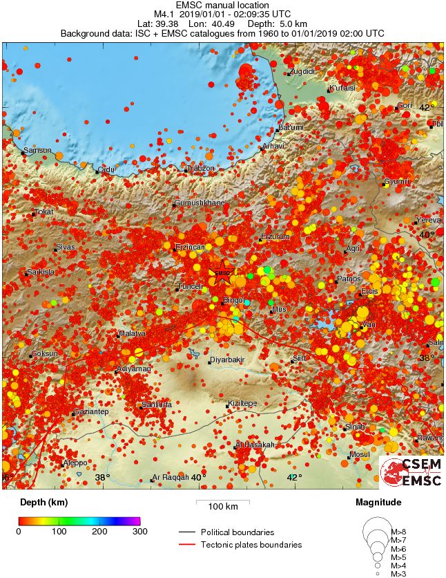 regional depth historical seismicity