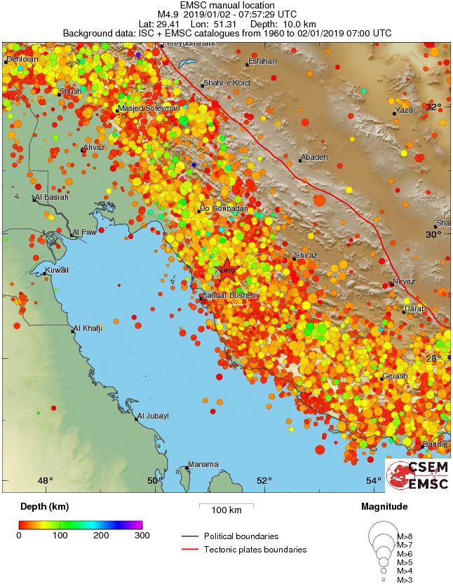 regional depth historical seismicity